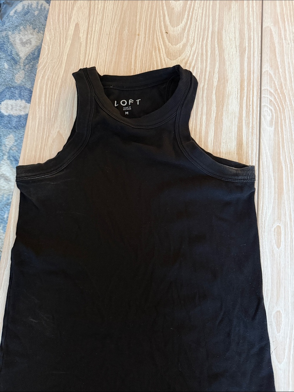 LOFT Black Ribbed High-Neck Tank - Women